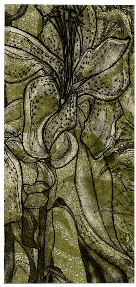 'Tall Lily', etching; from the Art In An Envelope Series