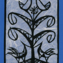 'Four Bird' relief, on blue'; from the Art In An Envelope Series