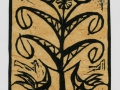 'Four Bird', relief, on pale brown mulberry; from the Art In An Envelope Series