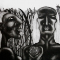 Adam and Eve and Apple etching, from the Mythology series.