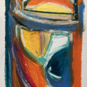 Orange oil pastel on paper 240x110