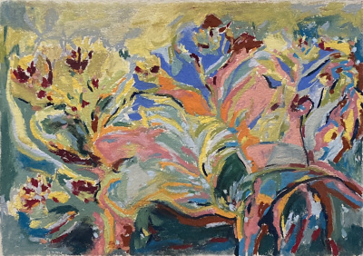 Flowers - oil pastel graphite on paper 185 x 260
