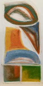 Orange-Blue oil pastel on paper 240 x 110