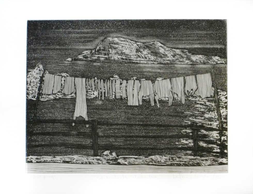 St. Michael's Clothesline, etching, 225 x 295